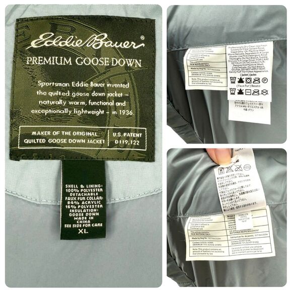 Eddie Bauer Quilted Vest Women's XL Goose Down Removable Faux Fur Collar Pockets - Picture 15 of 15